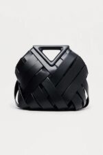 Leather Crossbody Handbag - Black - Image 2