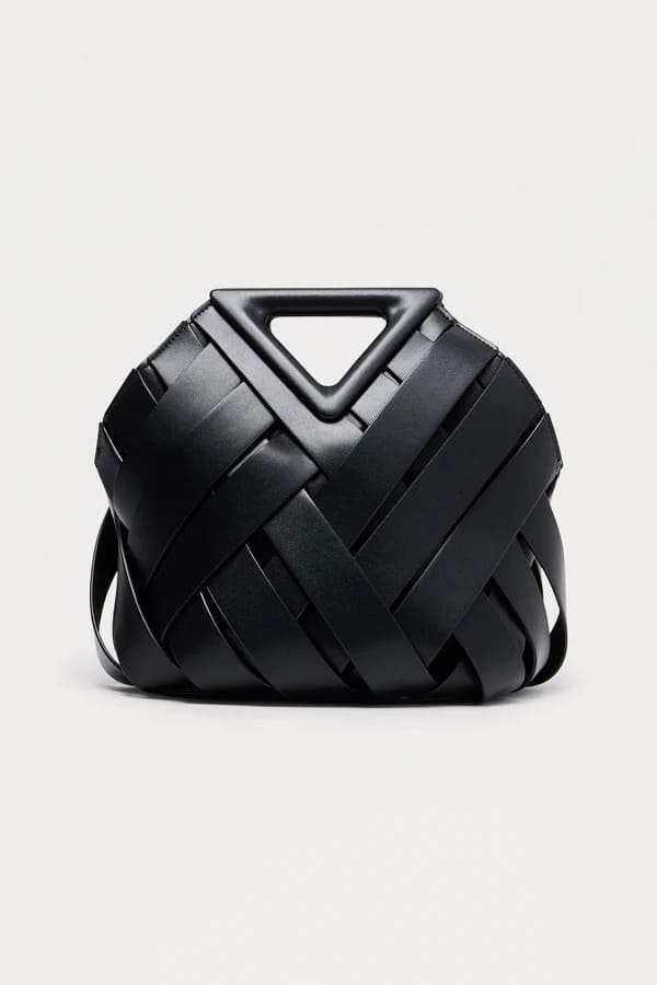 Leather Crossbody Handbag - Black - Image 2