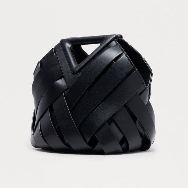 Leather Crossbody Handbag - Black