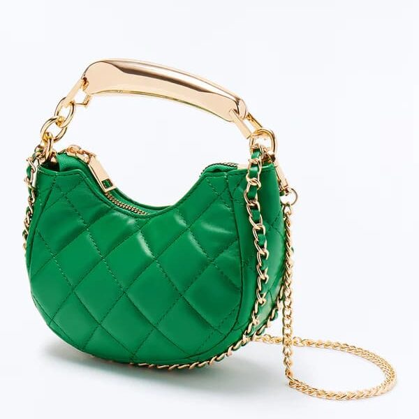 Leather Satchel Bag - Green